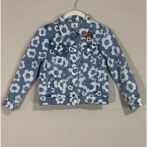 Disney Minnie Mouse Floral Denim Jacket Girls 5/6 Blue Jean Jacket
